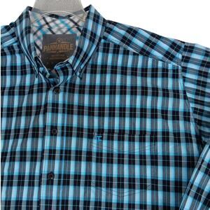 Panhandle Tuf Cooper Western Performance‎ Shirt Men 2XL Blue Plaid Cowboy Rodeo